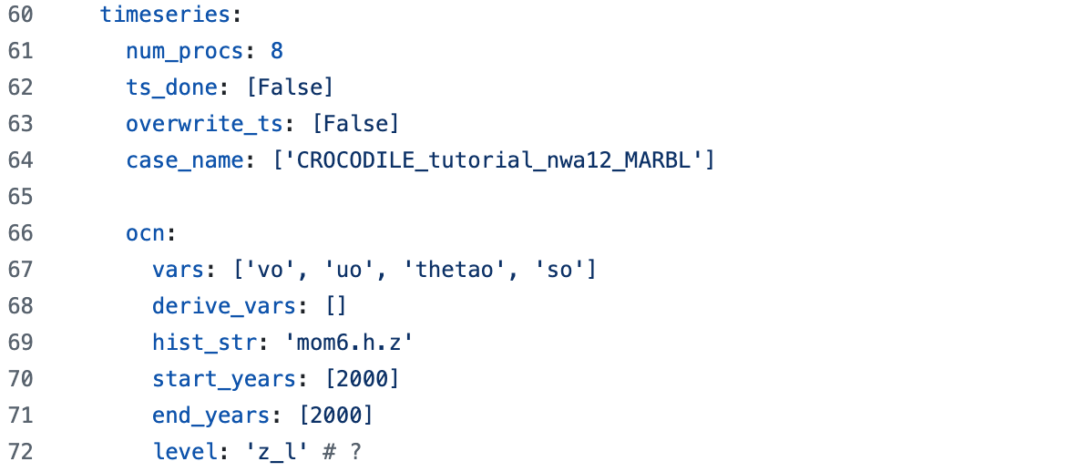 time series generation section of config.yml